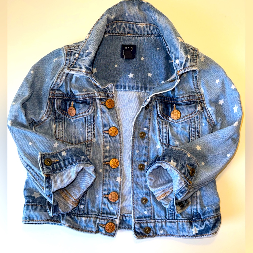 GAP KIDS DENIM JACKET STAR PRINT SZ 4T